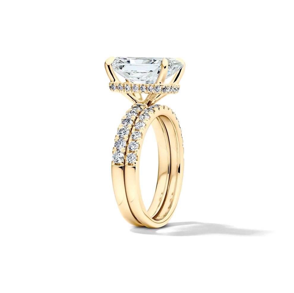 Lab Grown Diamond Radiant-Cut Bridal Set in 14K Yellow Gold (5 ct. tw.) – Image 3 of 6