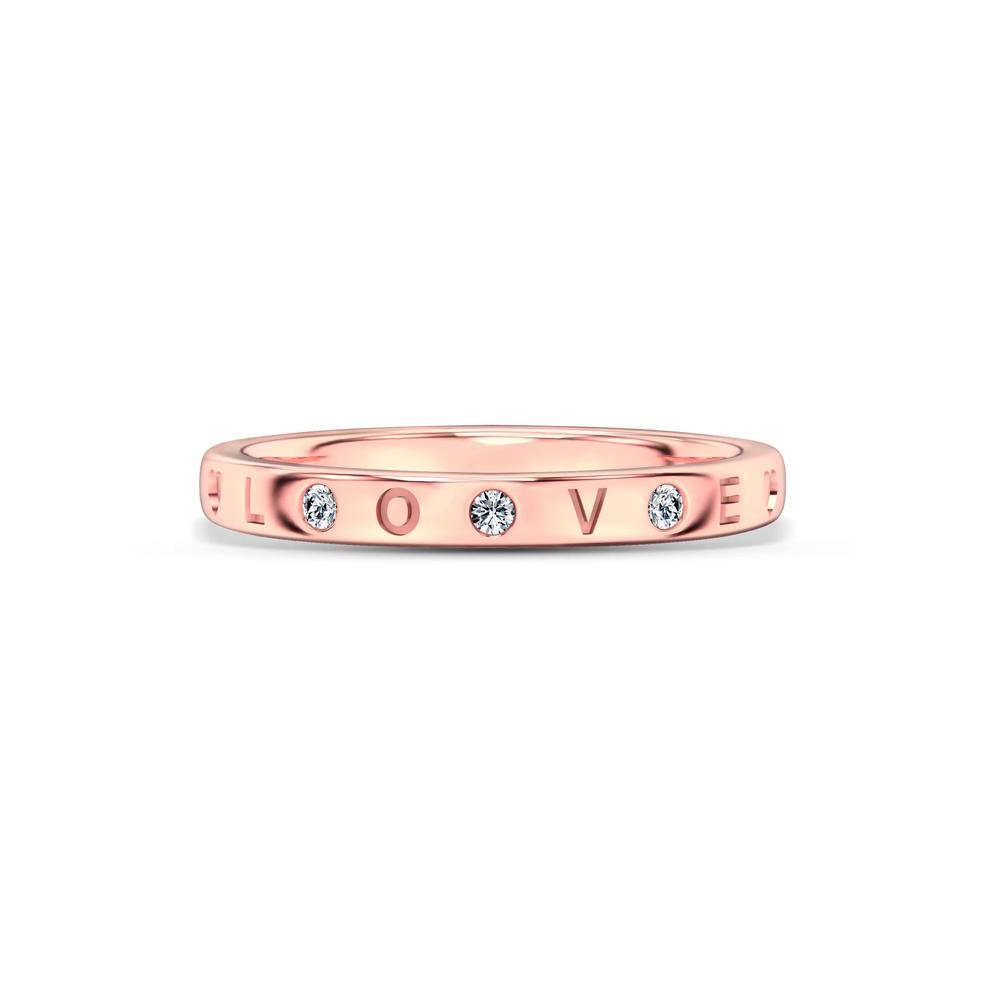 Diamond Accent "Love" Stack Band in 10K Rose Gold – Image 1 of 4