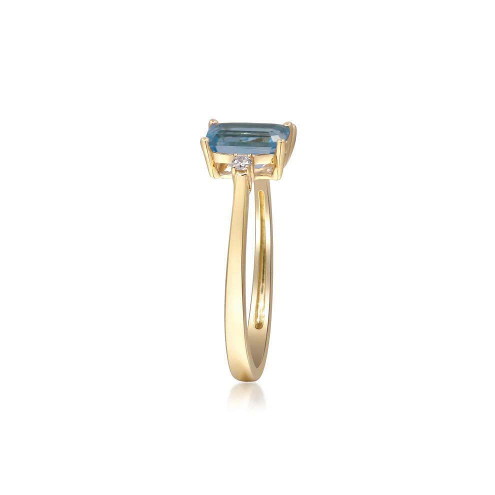 Blue Topaz and Diamond Accent Ring in 10K Yellow Gold – Image 3 of 6