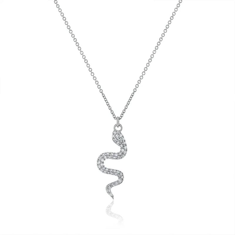 Diamond Snake Pendant in 14K White Gold &#40;1/5 ct. tw.&#41; – Image 1 of 3