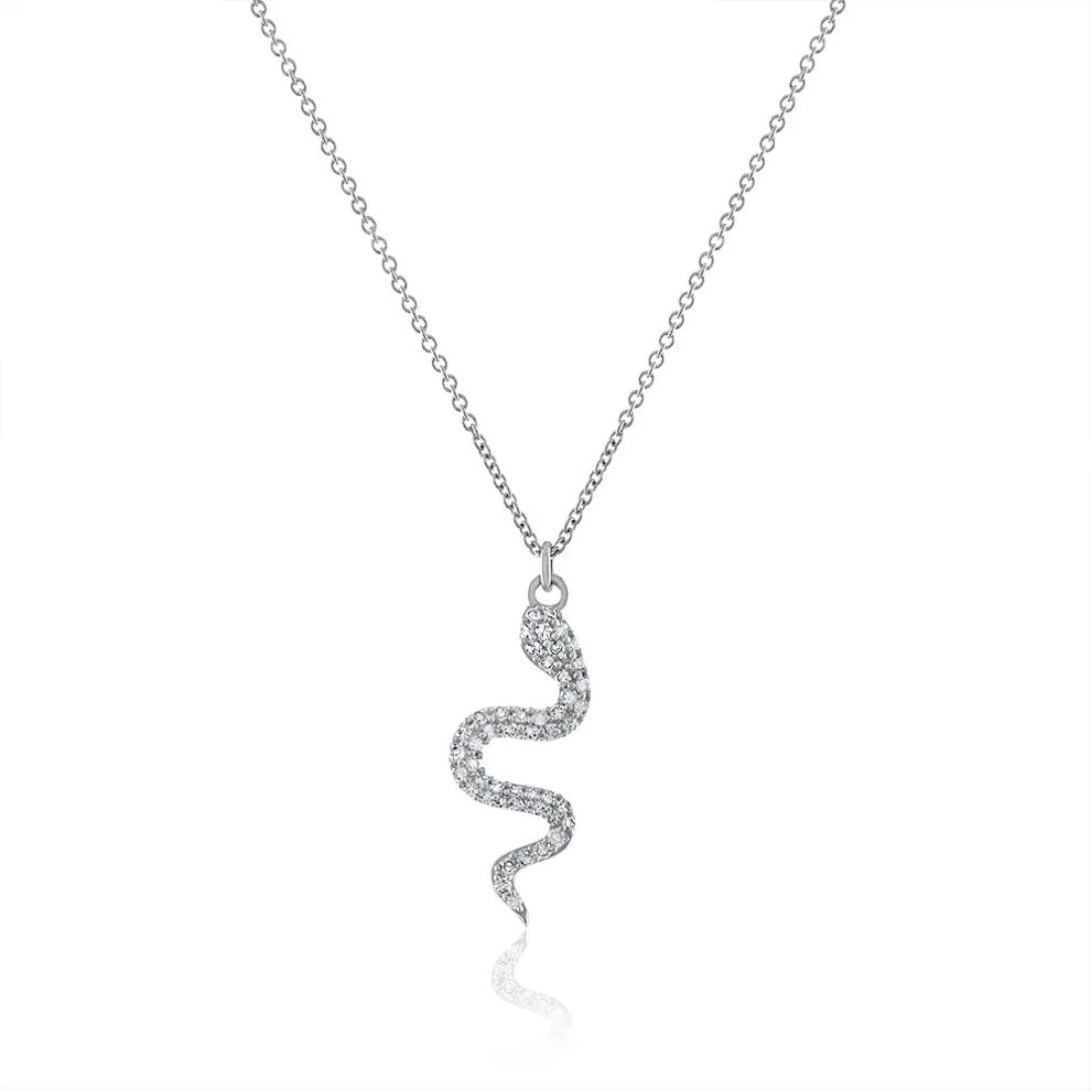 Diamond Snake Pendant in 14K White Gold (1/5 ct. tw.) – Image 1 of 3