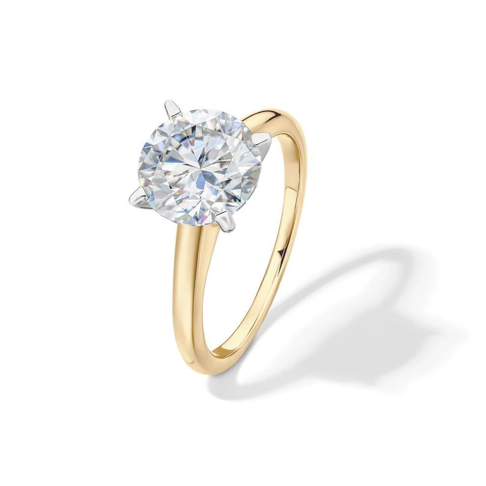 Lab-Created Moissanite Round Solitaire Ring in 10K Yellow Gold (2 ct. dew) – Image 4 of 4