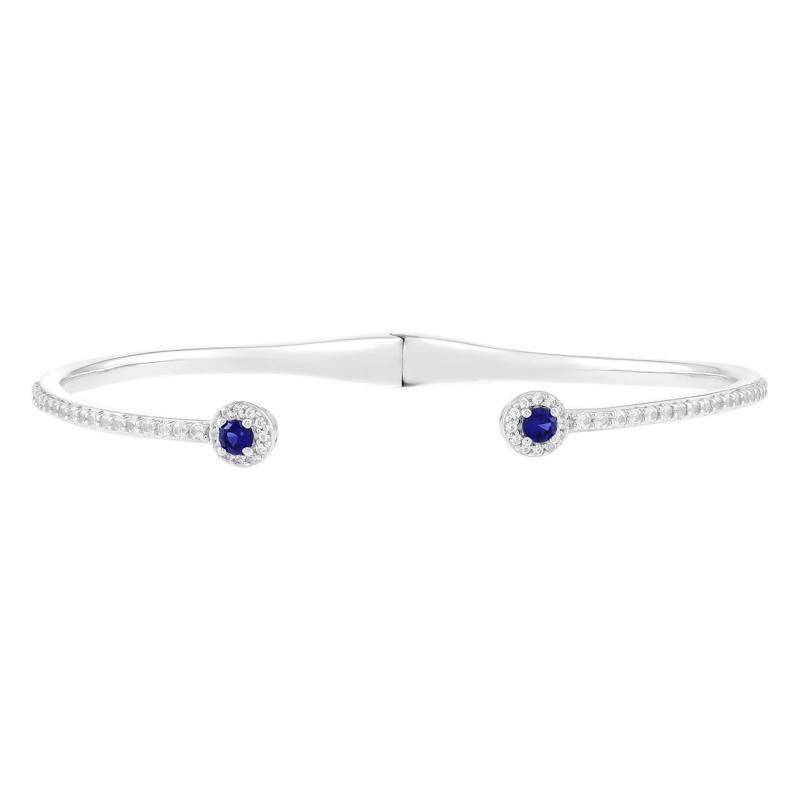 Lab-Created Blue Sapphire and Lab-Created White Sapphire Bangle Bracelet in Sterling Silver – Image 1 of 2