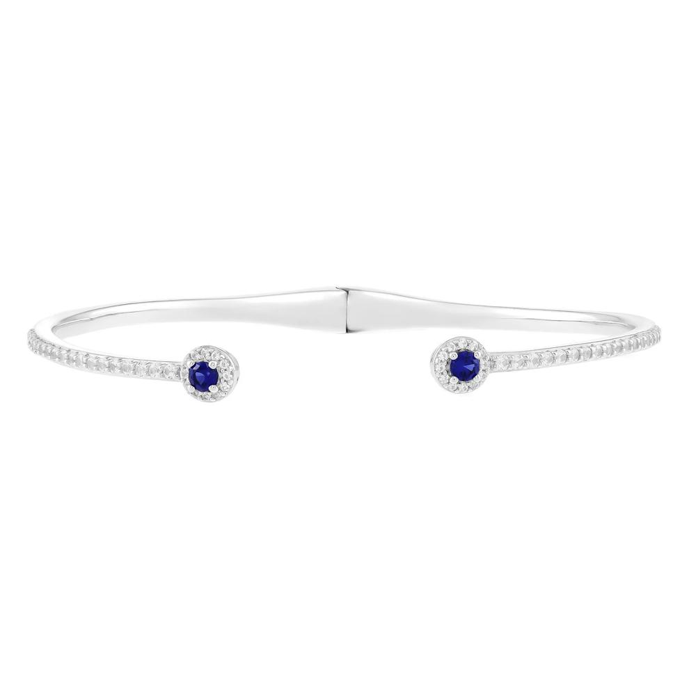 Lab-Created Blue Sapphire and Lab-Created White Sapphire Bangle Bracelet in Sterling Silver – Image 1 of 2