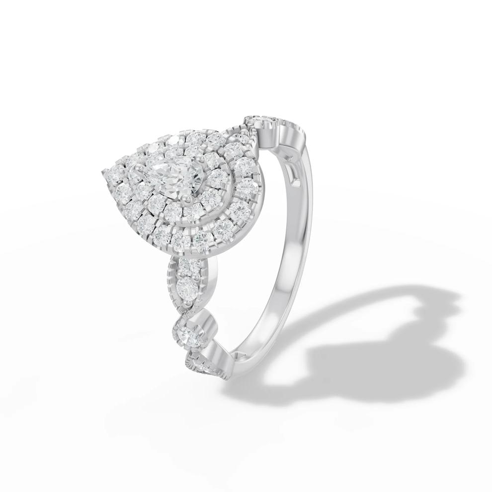 Diamond Pear-Shaped Center Halo Engagement Ring in Platinum (3/4 ct. tw.) – Image 4 of 4