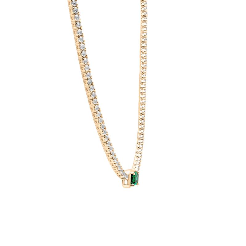 Lab-Created Emerald and Lab-Created White Sapphire Necklace in Vermeil – Image 3 of 7