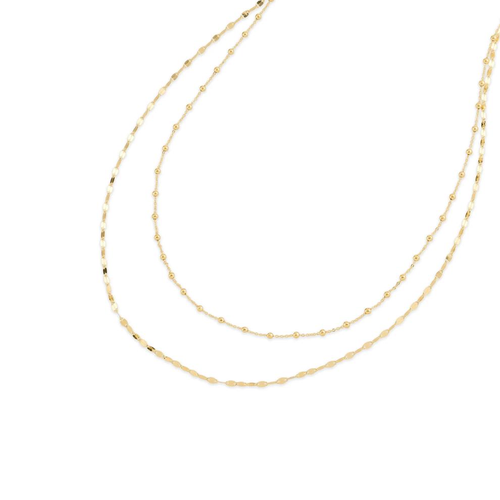 Double Layer Beaded &amp; Mirror Chain in 10K Yellow Gold, 3.5mm, 18" – Image 4 of 4