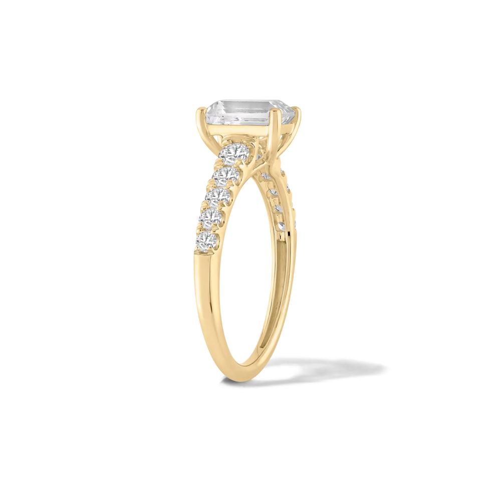 Lab Grown Diamond Emerald-Cut Center Engagement Ring in 14K Yellow Gold (1 1/2 ct. tw.) – Image 3 of 4
