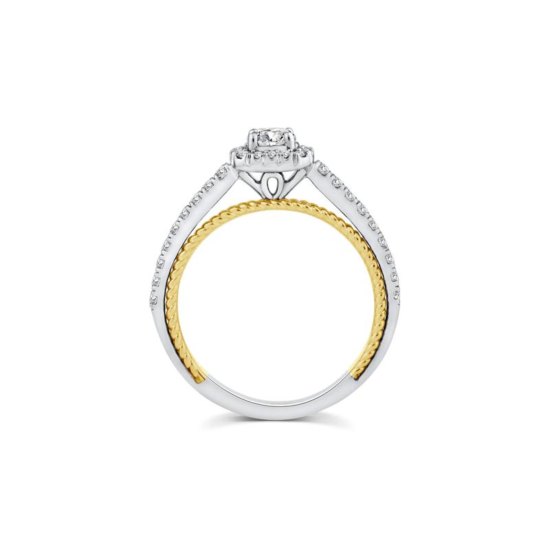 Diamond Halo Engagement Ring in 14K White and Yellow Gold &#40;5/8 ct. tw.&#41; – Image 2 of 3