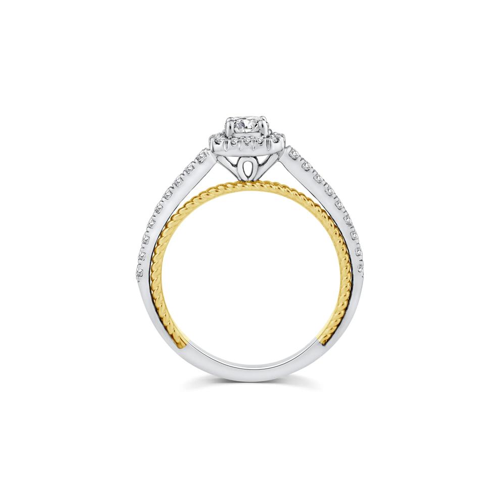 Diamond Halo Engagement Ring in 14K White and Yellow Gold (5/8 ct. tw.) – Image 2 of 3