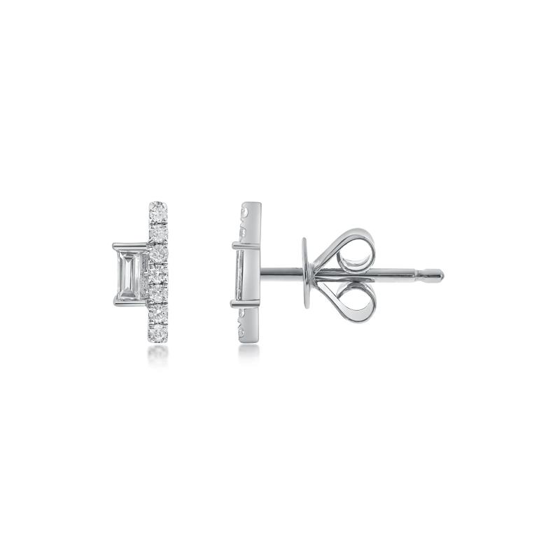 Diamond Geometric Bar Stud Earrings in 10K White Gold &#40;1/8 ct. tw.&#41; – Image 2 of 3