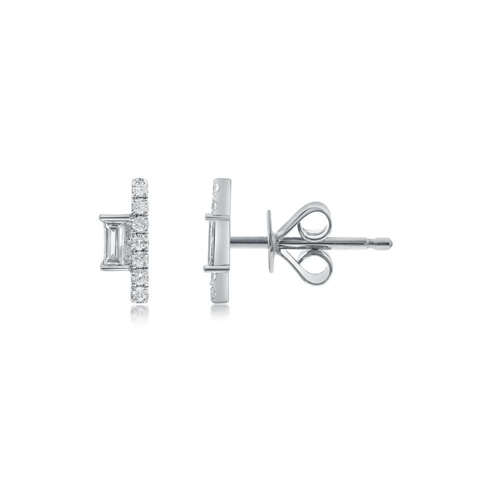 Diamond Geometric Bar Stud Earrings in 10K White Gold (1/8 ct. tw.) – Image 2 of 3