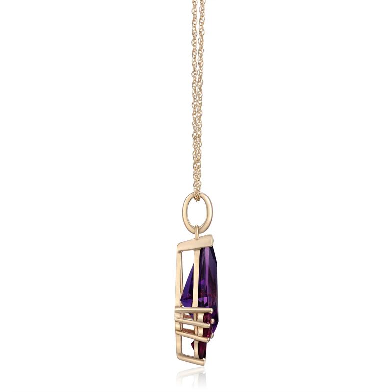 Amethyst and Rhodolite Pendant in 10K Yellow Gold – Image 2 of 3