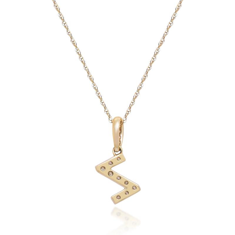Diamond Z Initial Pendant in 10K Yellow Gold &#40;1/10 ct. tw.&#41;  – Image 3 of 4
