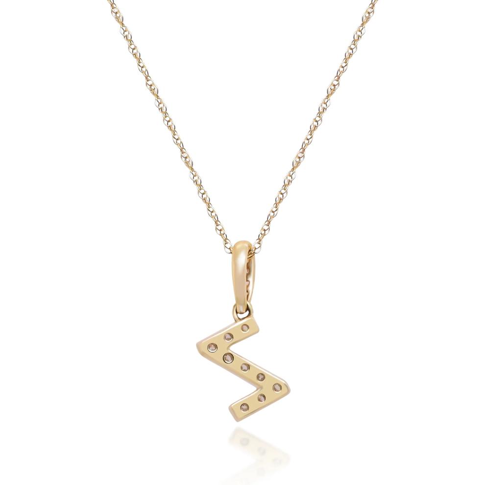 Diamond Z Initial Pendant in 10K Yellow Gold (1/10 ct. tw.)  – Image 3 of 4