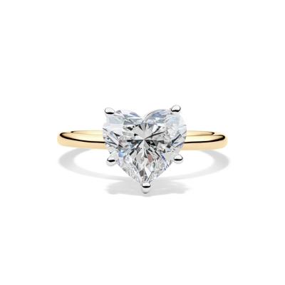 Lab Grown Diamond Heart-Shaped Solitaire Ring in 14K Yellow & White Gold (3 ct.)