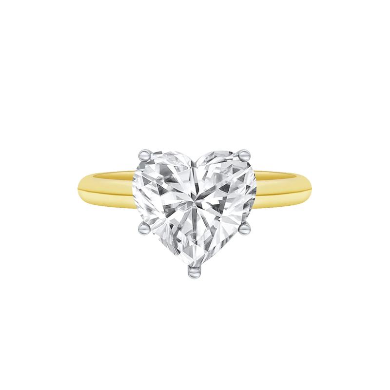 Lab Grown Diamond Heart-Shaped Solitaire Ring in 14K Yellow &amp; White Gold &#40;3 ct.&#41; – Image 1 of 4