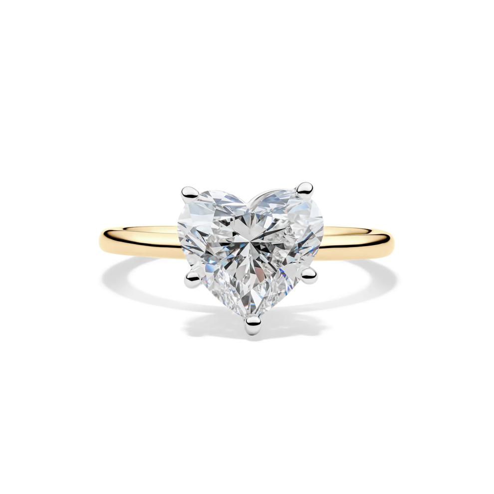 Lab Grown Diamond Heart-Shaped Solitaire Ring in 14K Yellow &amp; White Gold (3 ct.) – Image 1 of 4