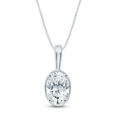 Lab Grown Diamond Oval Pendant in 10K White Gold (1 1/2 ct. tw.)
