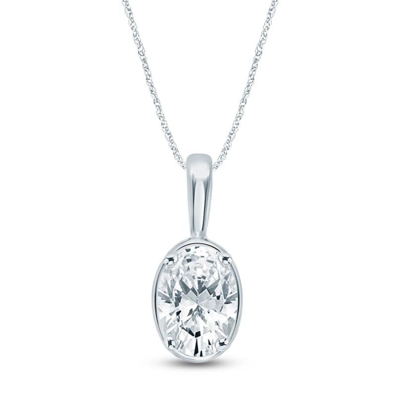 Lab Grown Diamond Oval Pendant in 10K White Gold (1 1/2 ct. tw.) – Image 1 of 3