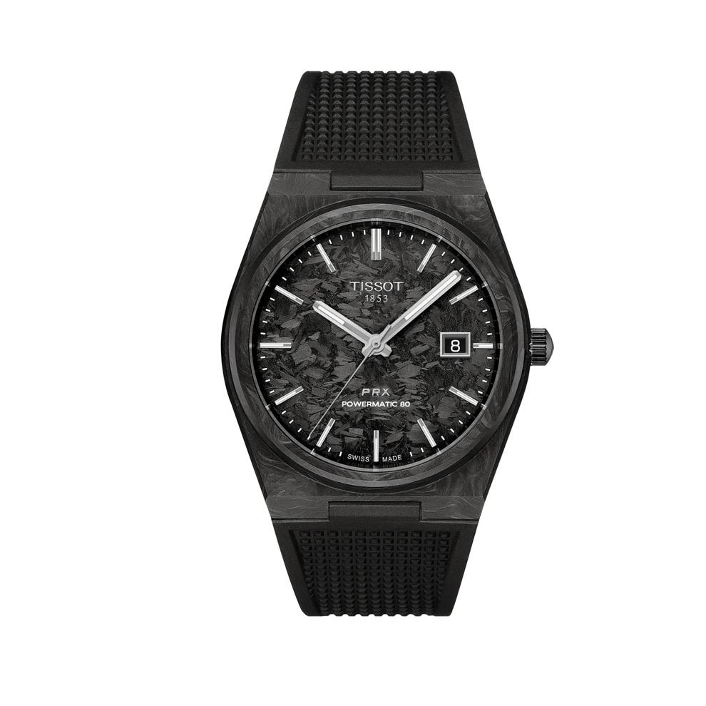Men's PRX Powermatic 80 Carbon Watch in Black Silicone and Carbon and Black PVD Coated Stainless Steel, 41MM – Image 1 of 6