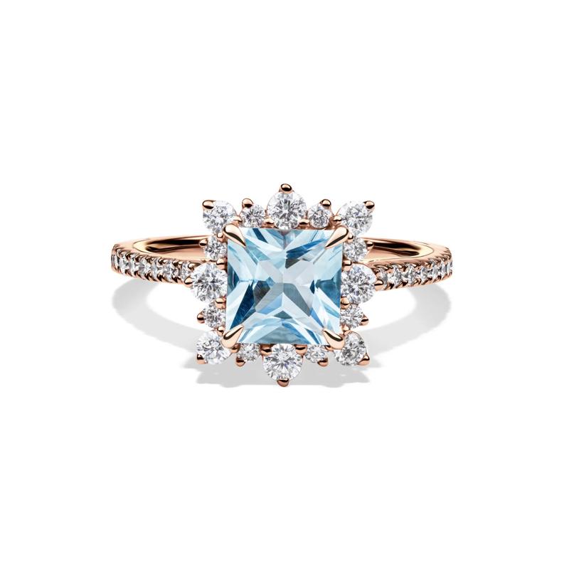 Kate Aquamarine &amp; Diamond Engagement Ring in 14K Rose Gold &#40;3/4 ct. tw.&#41;  – Image 1 of 5