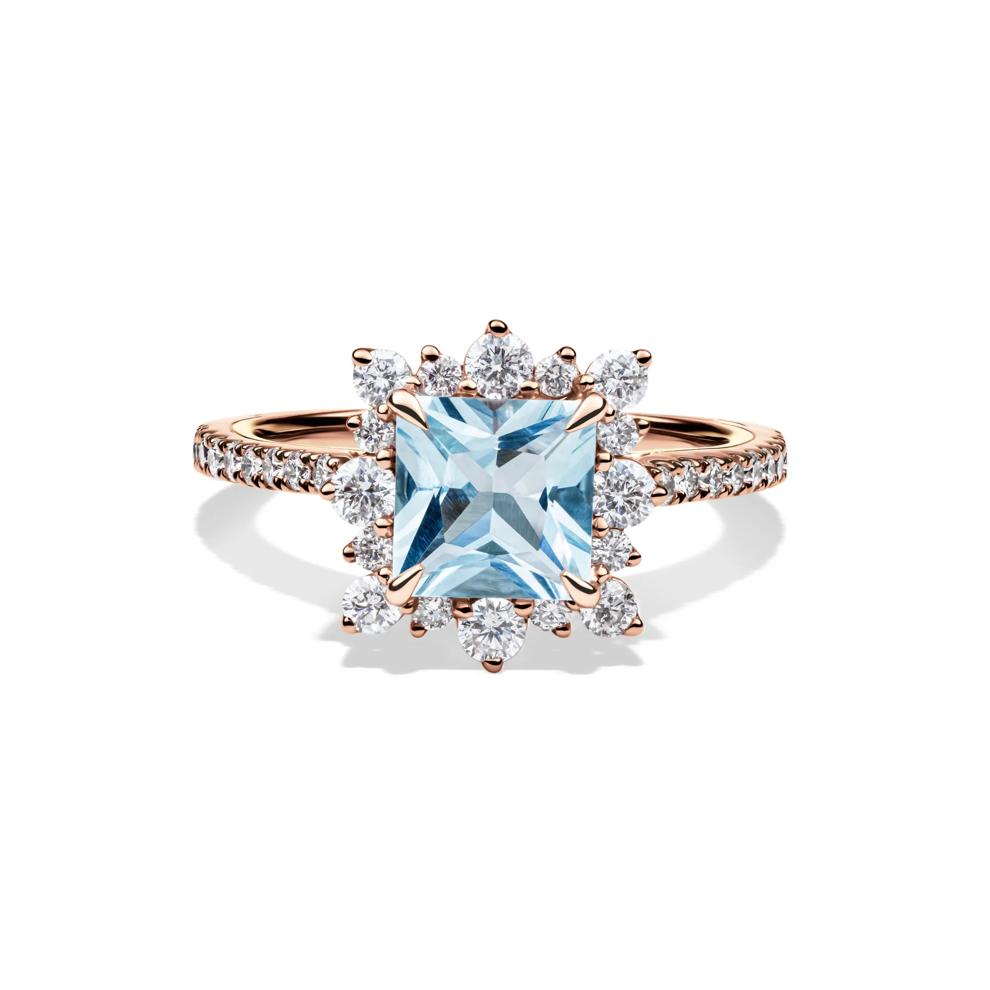Kate Aquamarine &amp; Diamond Engagement Ring in 14K Rose Gold (3/4 ct. tw.)  – Image 1 of 5