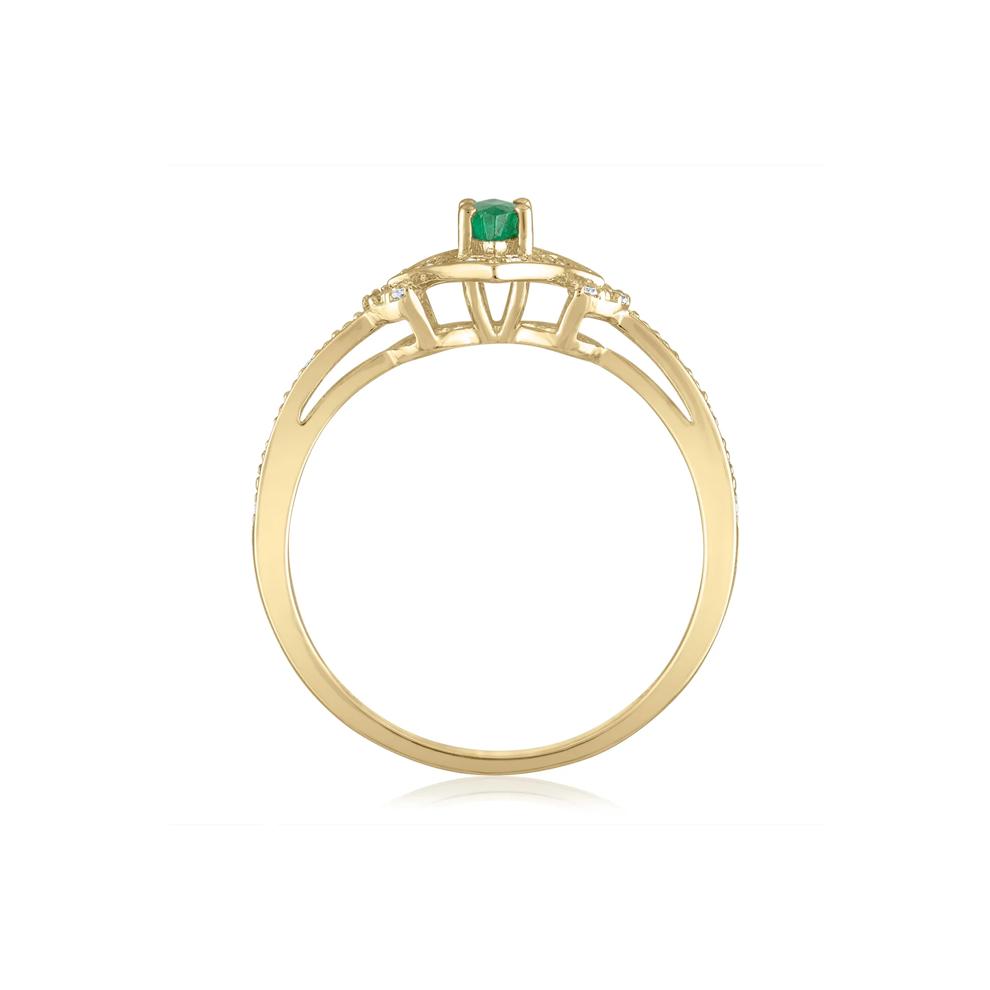 Marquise Emerald &amp; Diamond Ring in 14K Yellow Gold – Image 2 of 3