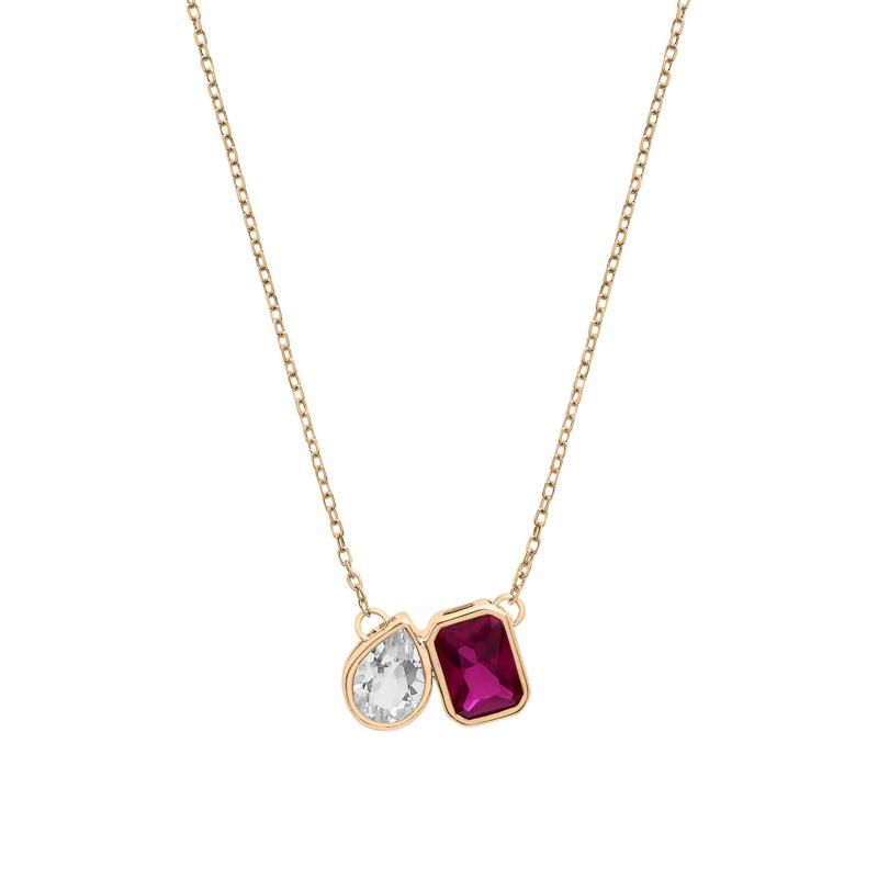 Lab-Created Ruby and Lab-Created White Sapphire Toi et Moi Two-Stone Necklace in Vermeil – Image 1 of 7