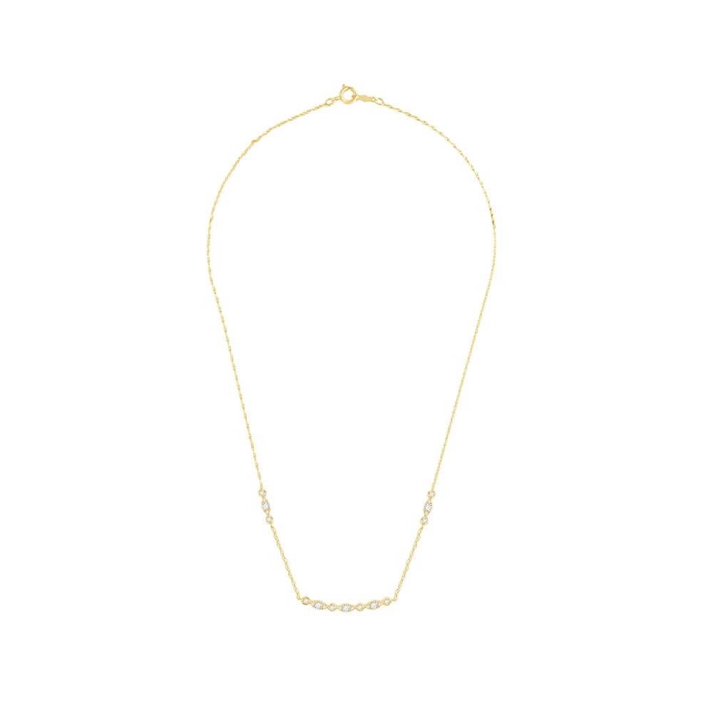 Diamond Round Faux Marquise Necklace in 10K Yellow Gold (1/4 ct. tw.) – Image 3 of 4