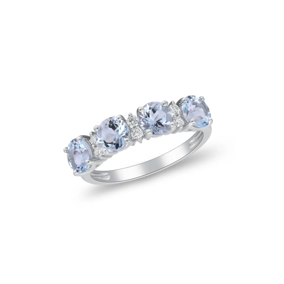 Aquamarine &amp; Diamond Ring in 10K White Gold (1/10 ct. tw.) – Image 5 of 5