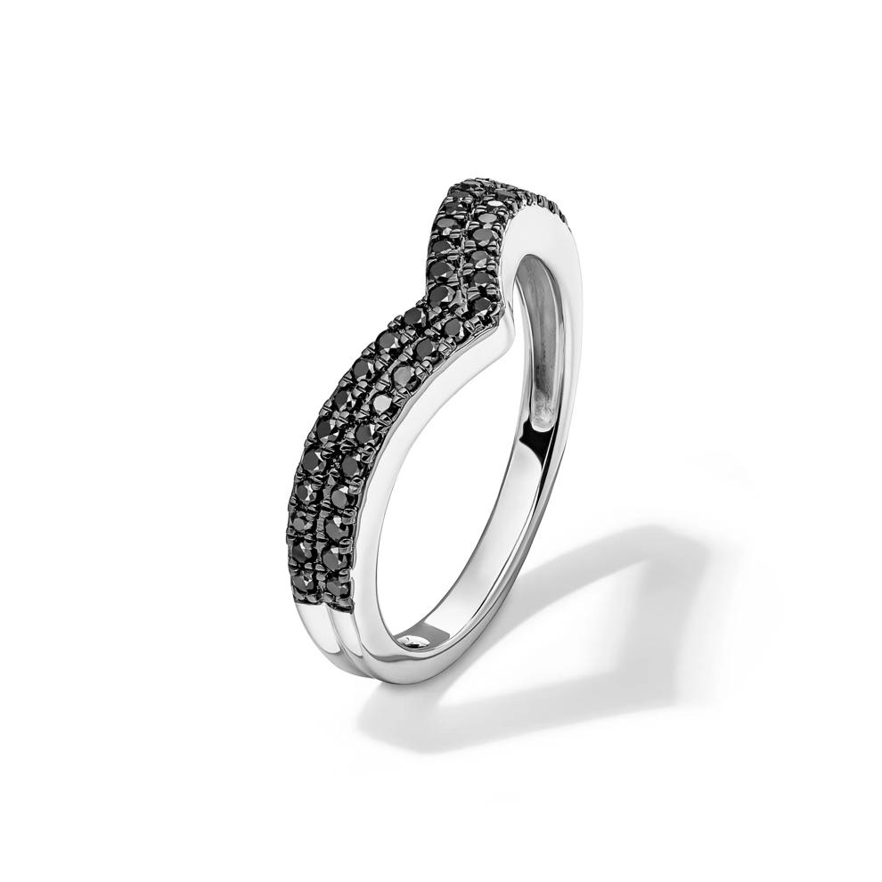 1/3 ct. tw. Black Diamond Chevron Ring in Sterling Silver – Image 4 of 5