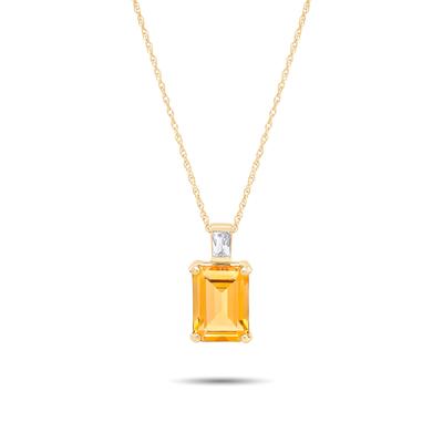 Citrine & Lab-Created White Sapphire Pendant Necklace in 10K Yellow Gold