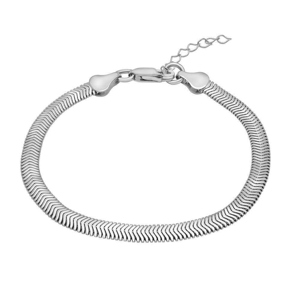 Snake Chain Bracelet in Sterling Silver, 7.5" – Image 1 of 3