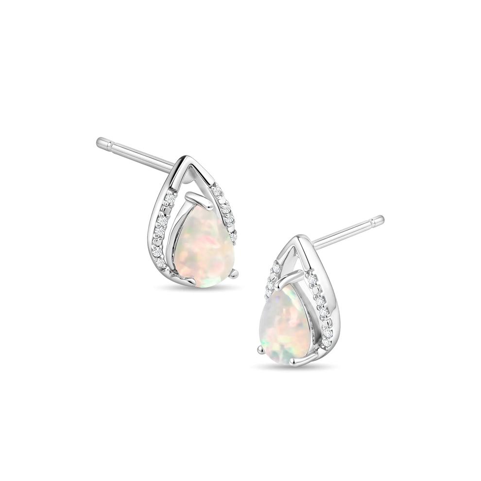 Lab-Created Opal &amp; Diamond Pear-Shaped Drop Pendant &amp; Earrings Boxed Set in Sterling Silver (1/10 ct. tw.) – Image 2 of 7