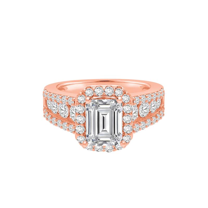 Lab Grown Diamond Halo Engagement Ring in 14K Rose Gold &#40;3 1/2 ct. tw.&#41; – Image 1 of 4