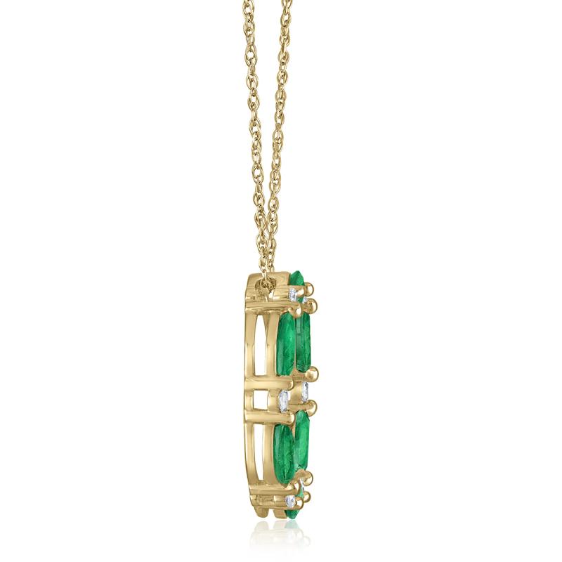 Emerald and Diamond Open Circle Pendant in 10K Yellow Gold &#40;1/10 ct. tw.&#41; – Image 2 of 3