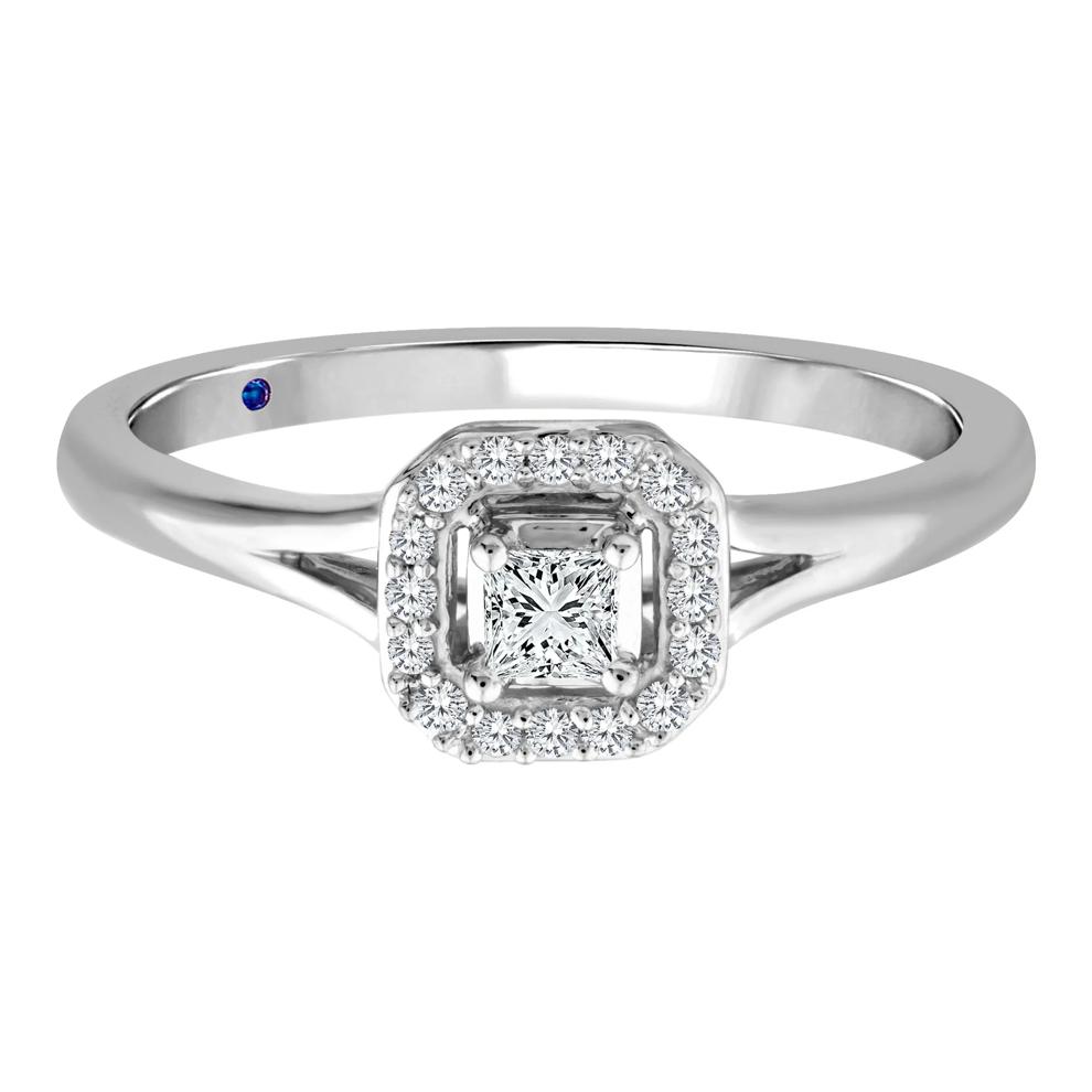 Diamond and Blue Sapphire Promise Ring in 10K White Gold (1/7 ct. tw.) – Image 1 of 3