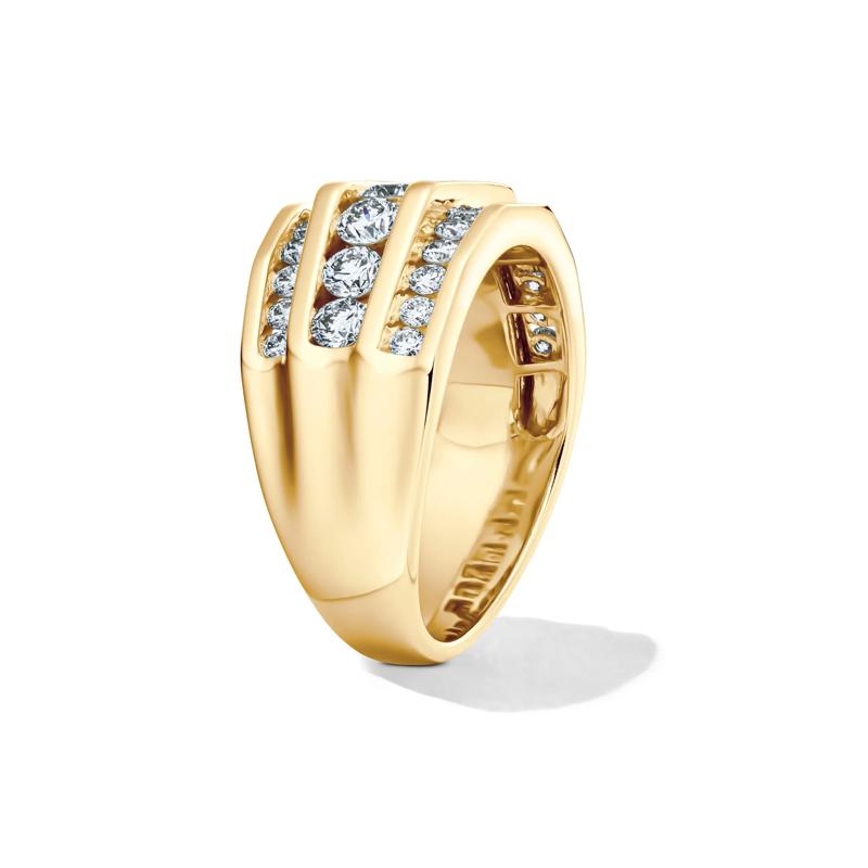 Men&rsquo;s Lab Grown Diamond Wedding Band with Three-Row Setting in 10K Yellow Gold &#40;2 ct. tw.&#41;  – Image 3 of 4
