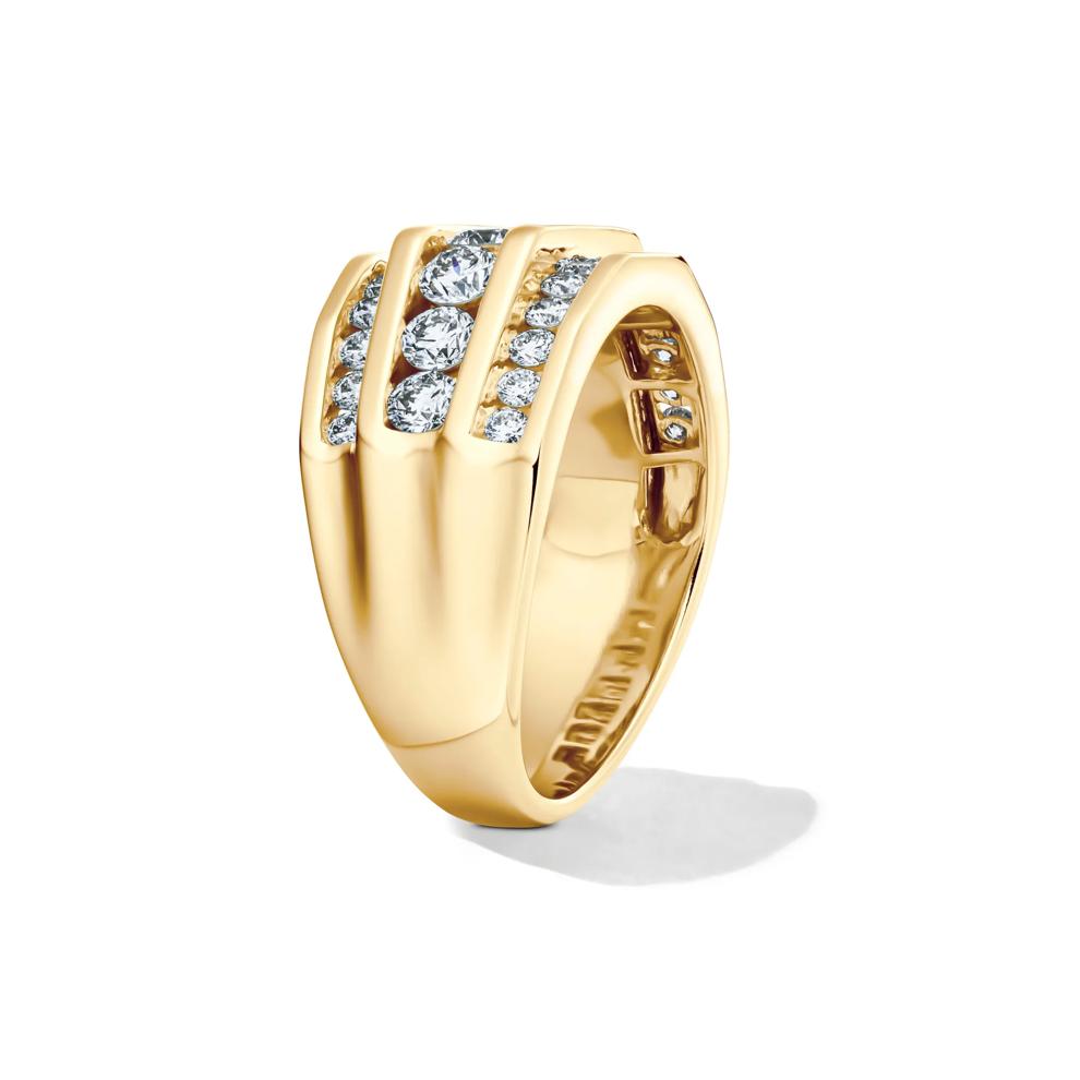 Men&rsquo;s Lab Grown Diamond Wedding Band with Three-Row Setting in 10K Yellow Gold (2 ct. tw.)  – Image 3 of 4
