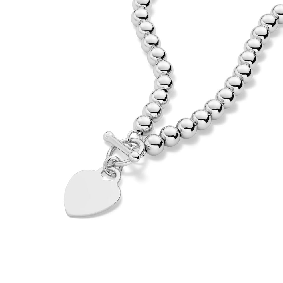 Heart Disc Bead Necklace in Sterling Silver – Image 4 of 4