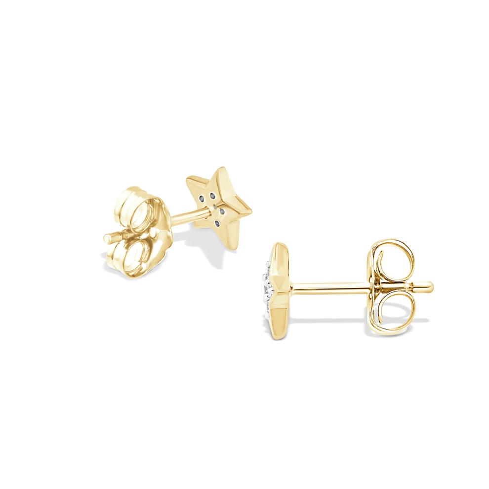 Diamond Accent Star Stud Earrings in 10K Yellow Gold – Image 2 of 2