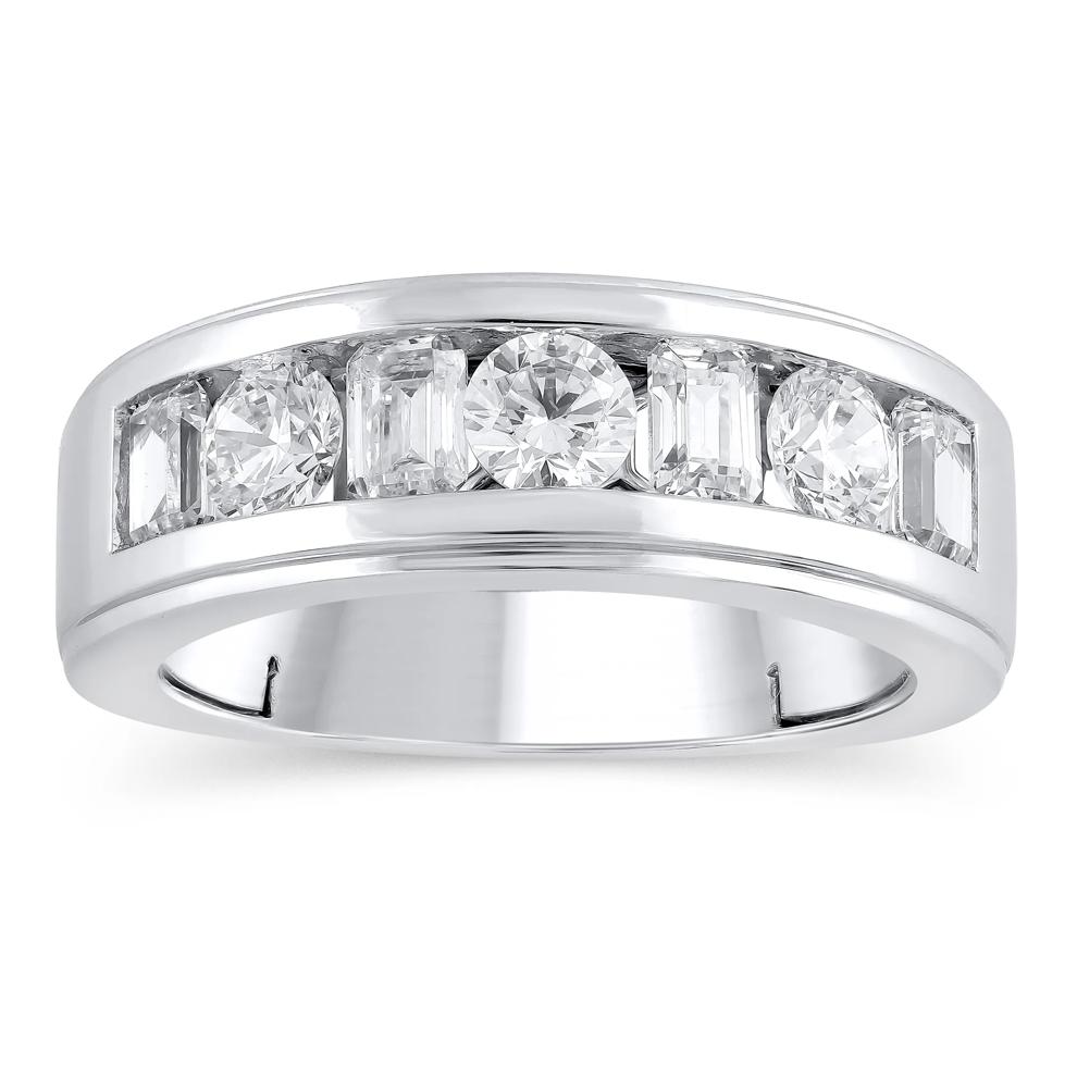 Men's Lab Grown Diamond Channel-Set Wedding Band in 10K White Gold (2 ct. tw.) – Image 1 of 3