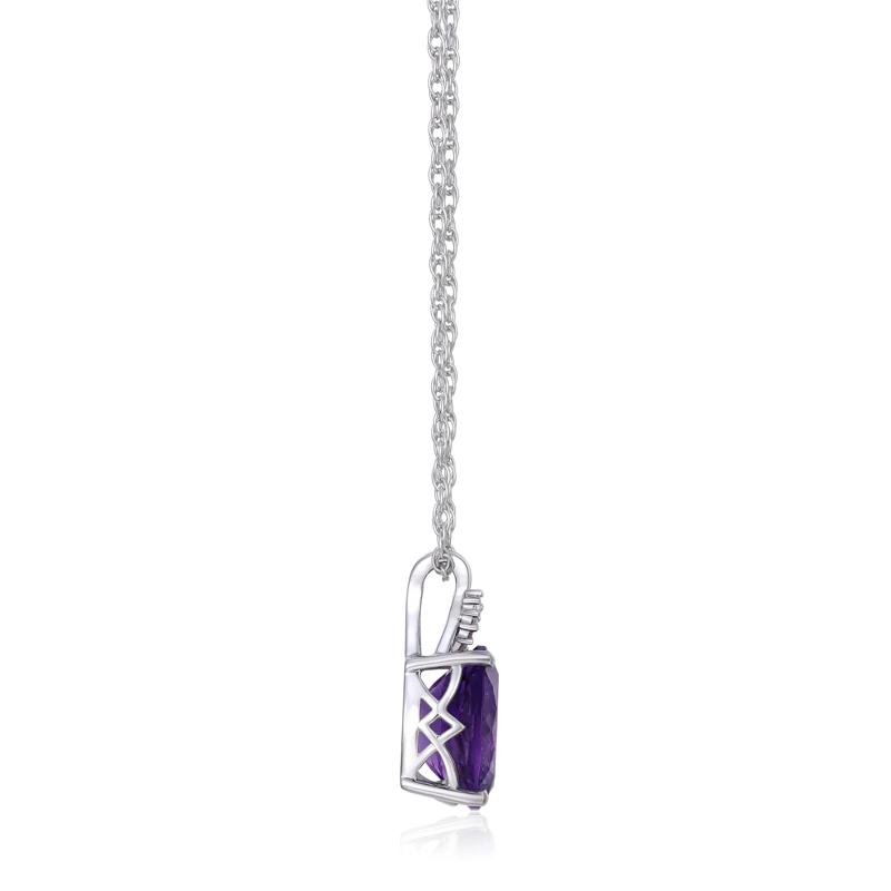 Amethyst and Diamond Accent Pendant in Sterling Silver – Image 2 of 3