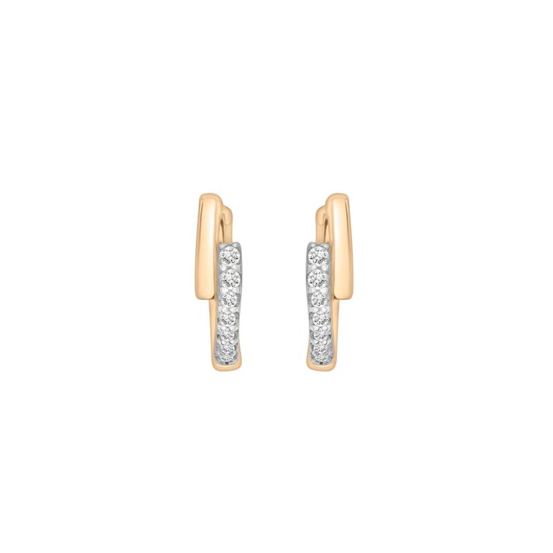 Diamond Accent Bypass Hoop Earrings in 10K Yellow Gold – Image 2 of 2