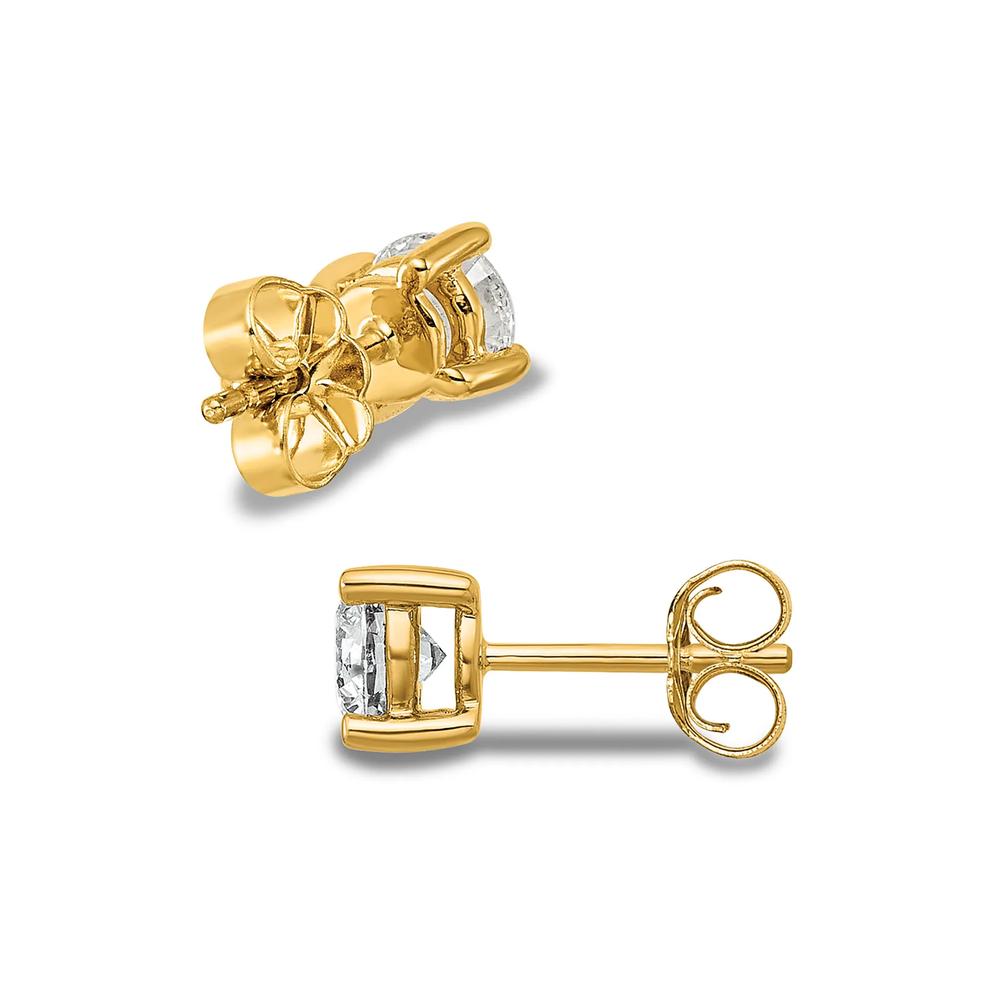 Lab-Created Moissanite Round Solitaire Stud Earrings in 10K Yellow Gold (7/8 ct. dew) – Image 2 of 2