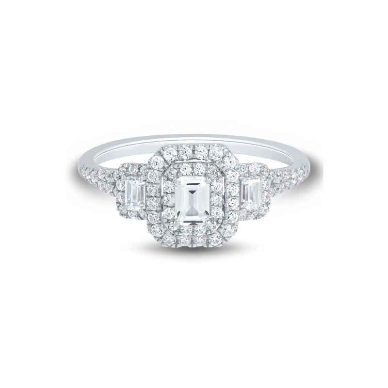 Diamond Three-Stone Emerald-Cut Engagement Ring in 14K White Gold &#40;3/4 ct. tw.&#41; – Image 1 of 3