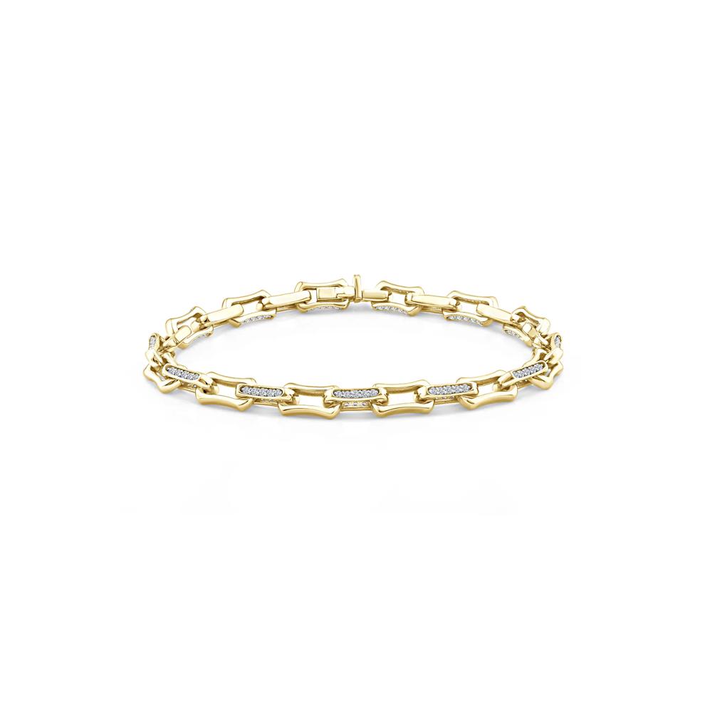 Lab Grown Diamond Bone-Link Bracelet in 10K Yellow Gold (1 1/2 ct. tw.) – Image 1 of 2
