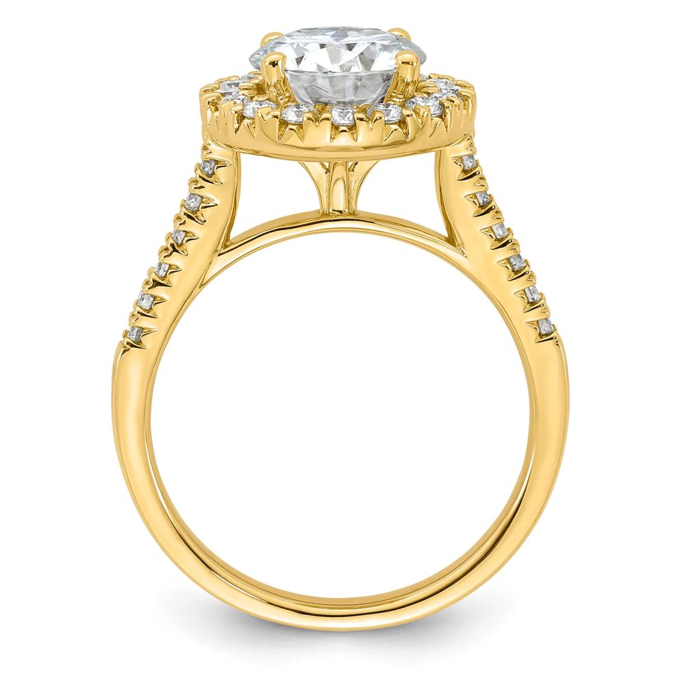 Lab-Created Moissanite Round Halo Ring in 10K Yellow Gold (2 1/4 ct. dew) – Image 2 of 3