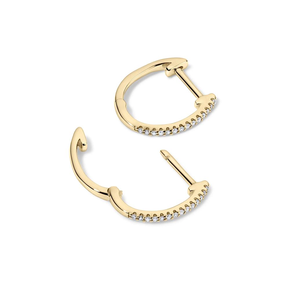 Diamond Oval Hoop Earrings in 10K Yellow Gold (1/10 ct. tw.) – Image 2 of 2